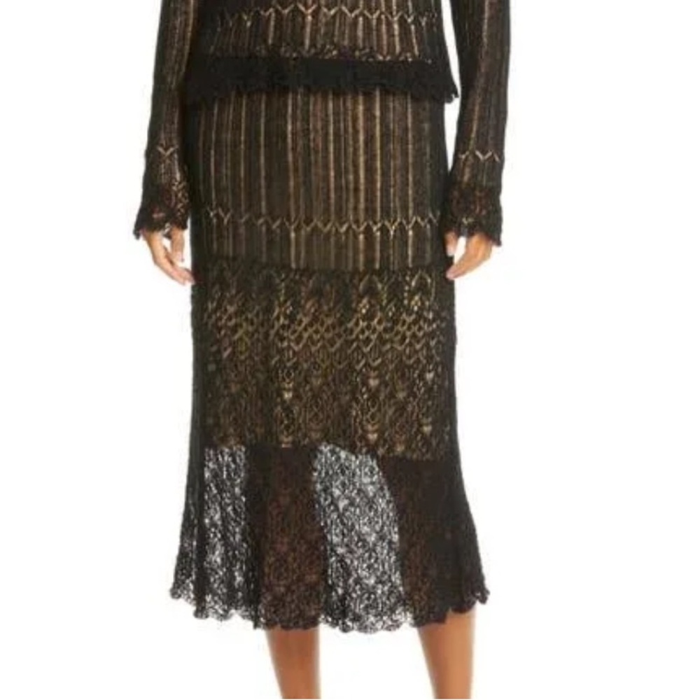 MATCHING SET: Vince Ladder Stitch Cotton & Mohair Midi-Skirt
